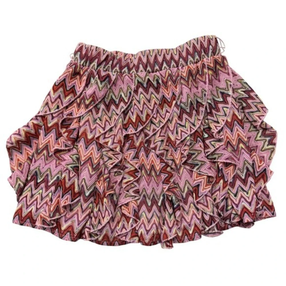 Vanity Y2K Festival Boho Medium‎ Barbiecore Pink Multicolor Tiered Mini Skirt
